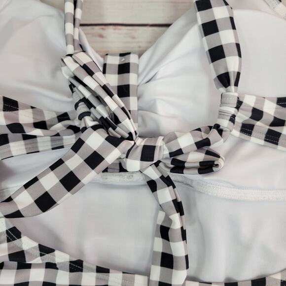 Cupshe Black & White Plaid One-Piece Swimsuit - XL - NWT - Picture 4 of 8